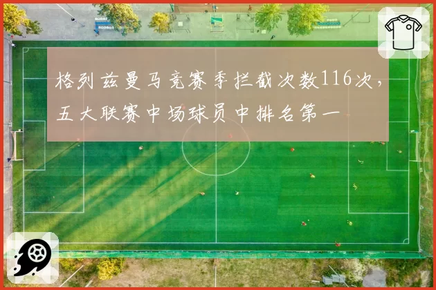 格列兹曼马竞赛季拦截次数116次,五大联赛中场球员中排名第一